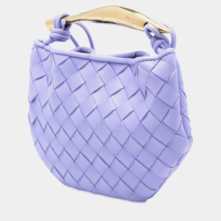 Pre Owned Bottega Veneta Purple Baby Lambskin Intrecciato Sardine
