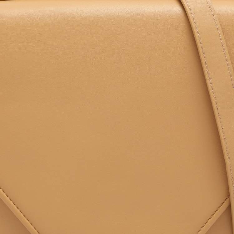 Pre Owned Bottega Veneta Mount Large Beige Leather Crossbody Bag