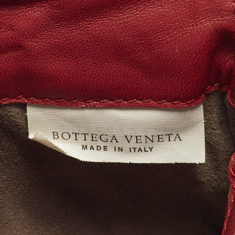 Pre Owned Bottega Veneta Red Croc Embossed Leather Lock Flap Clutch