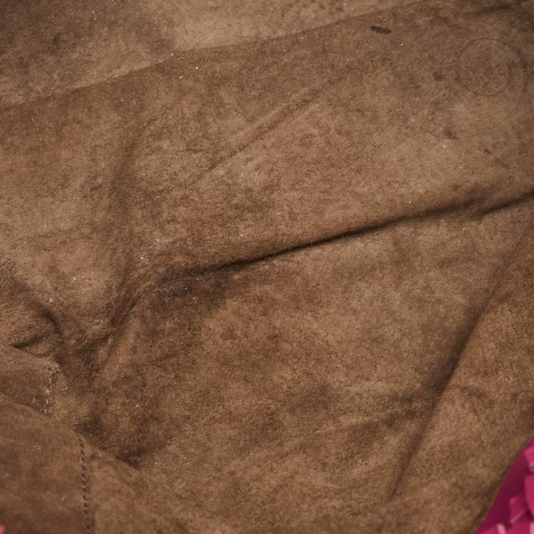 Pre Owned Bottega Veneta Fringe Pink Intrecciato Leather Cabat Tote