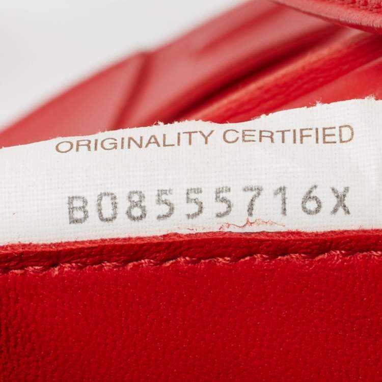 Pre Owned Bottega Veneta Cassette Medium Red Intrecciato Leather Shoulder Bag