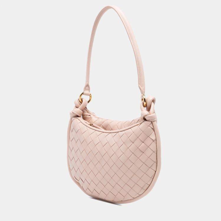 Pre Owned Bottega Veneta Pink Small Nappa Intrecciato Gemelli Hobo