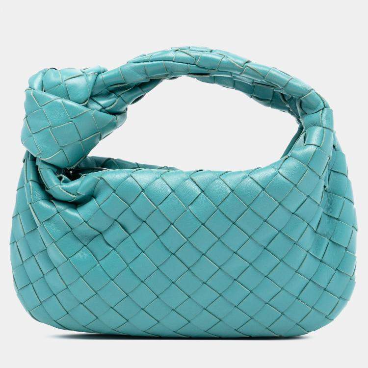مملوكة مسبقًا Bottega Veneta Blue Mini Nappa Intrecciato Jodie
