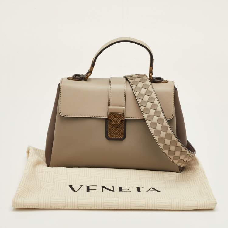 Pre Owned Bottega Veneta Piazza Small Multicolor Leather Flap Top Handle Bag