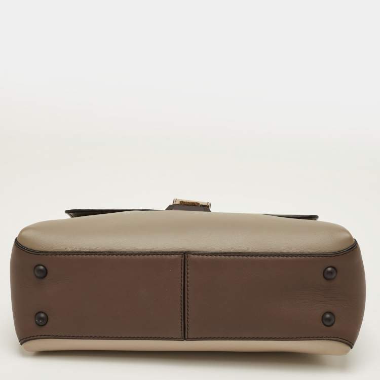 Pre Owned Bottega Veneta Piazza Small Multicolor Leather Flap Top Handle Bag