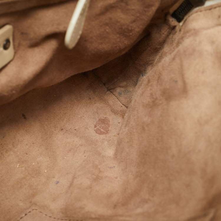 Pre Owned Bottega Veneta Nodini Light Beige Intrecciato Leather Shoulder Bag