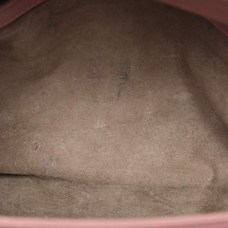 Pre Owned Bottega Veneta Olimpia Medium Pink Intrecciato Leather Shoulder Bag