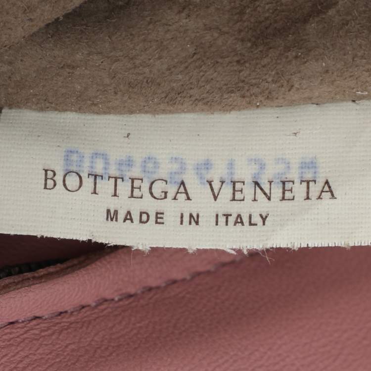Pre Owned Bottega Veneta Olimpia Medium Pink Intrecciato Leather Shoulder Bag