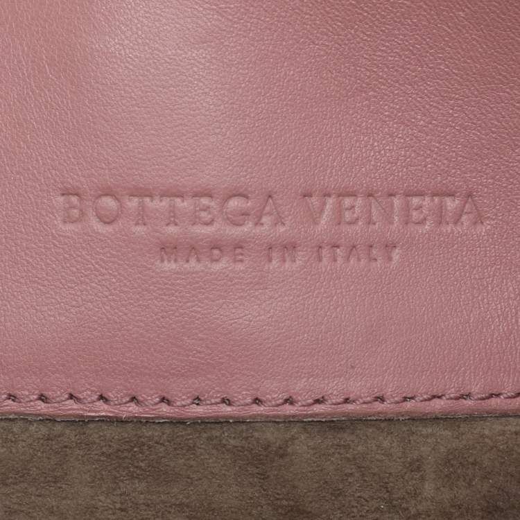 Pre Owned Bottega Veneta Olimpia Medium Pink Intrecciato Leather Shoulder Bag