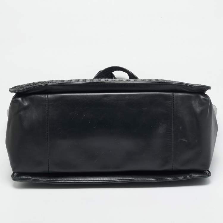 مملوكة مسبقًا Bottega Veneta Front Zip Black Intrecciato Leather Tote