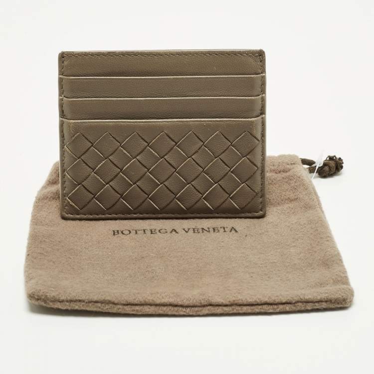 Pre Owned Bottega Veneta Grey Intrecciato Leather Card Holder