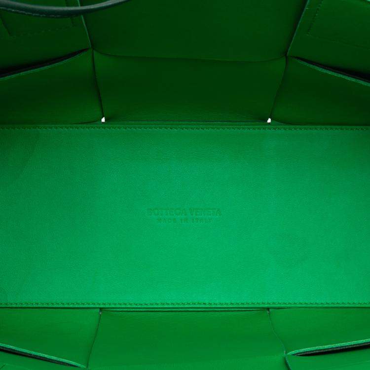 Pre Owned Bottega Veneta Green Small Nappa Maxi Intrecciato Arco Tote