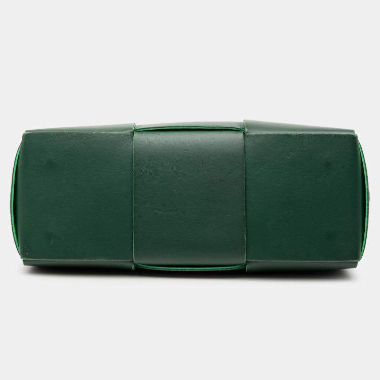 Pre Owned Bottega Veneta Green Small Nappa Maxi Intrecciato Arco Tote