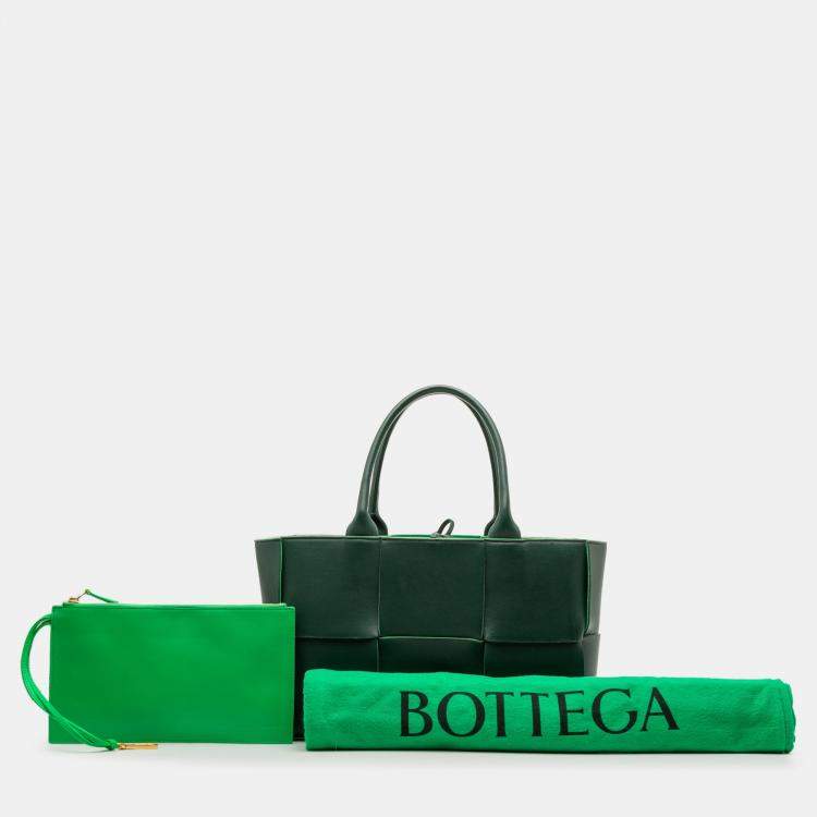 Pre Owned Bottega Veneta Green Small Nappa Maxi Intrecciato Arco Tote