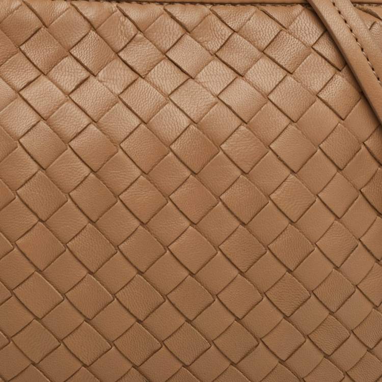 Pre Owned Bottega Veneta Nodini Beige Intrecciato Leather Crossbody Bag