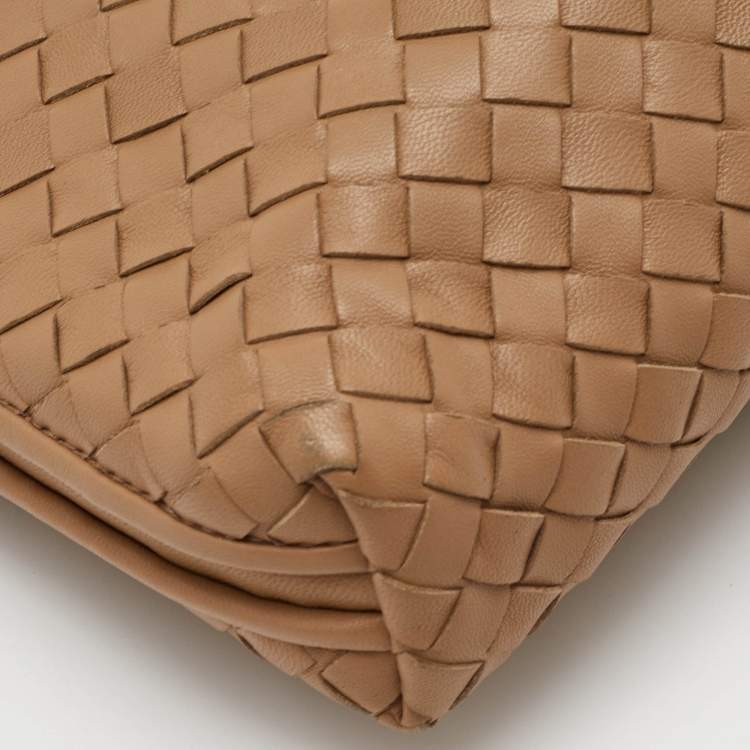 Pre Owned Bottega Veneta Nodini Beige Intrecciato Leather Crossbody Bag