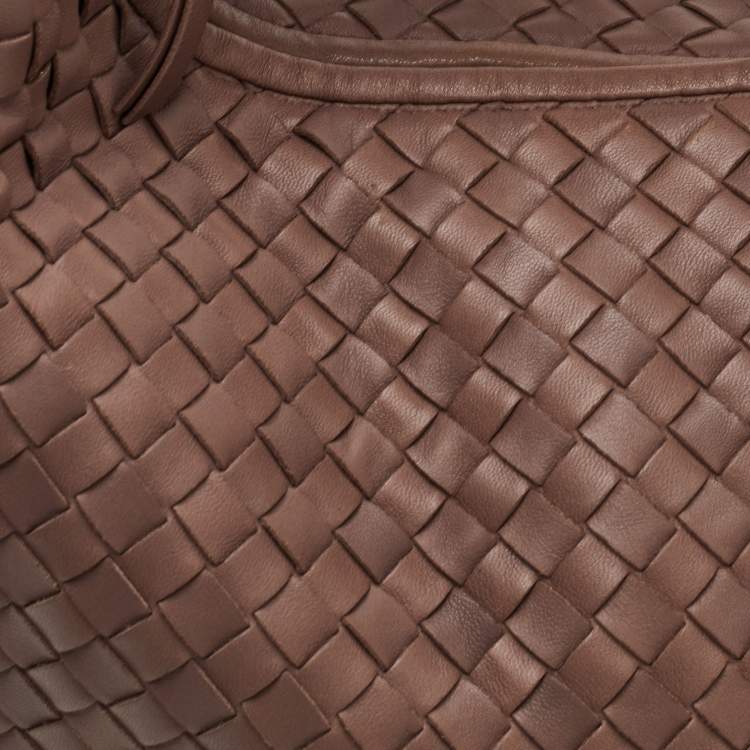 Pre Owned Bottega Veneta Large Brown Intrecciato Leather Veneta Hobo