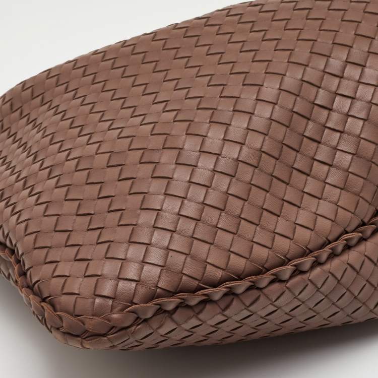 Pre Owned Bottega Veneta Large Brown Intrecciato Leather Veneta Hobo