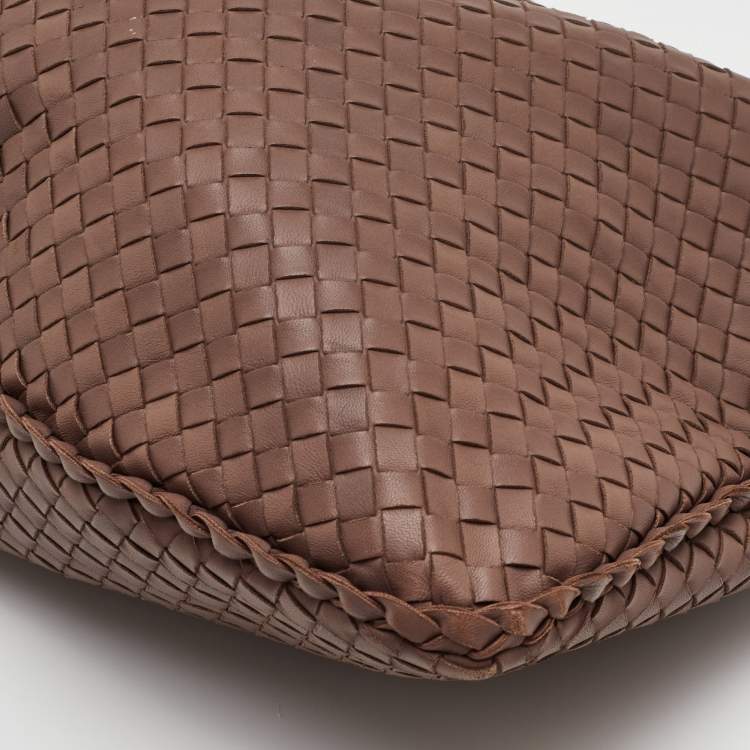 Pre Owned Bottega Veneta Large Brown Intrecciato Leather Veneta Hobo