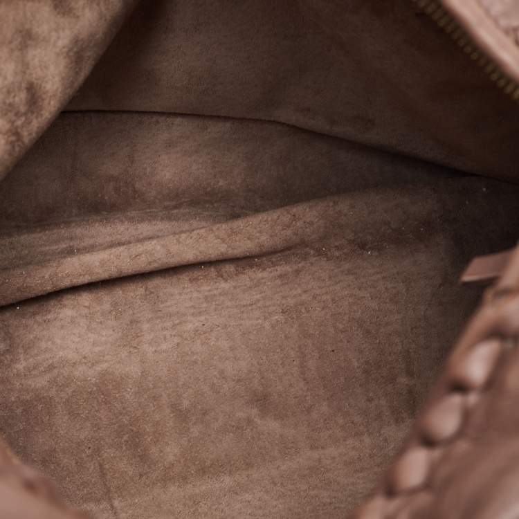 Pre Owned Bottega Veneta Large Brown Intrecciato Leather Veneta Hobo