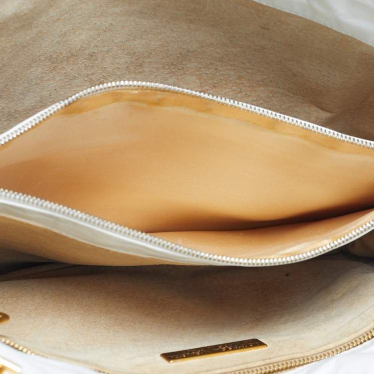 Pre Owned Bottega Veneta White Intrecciato Leather Shoulder Bag