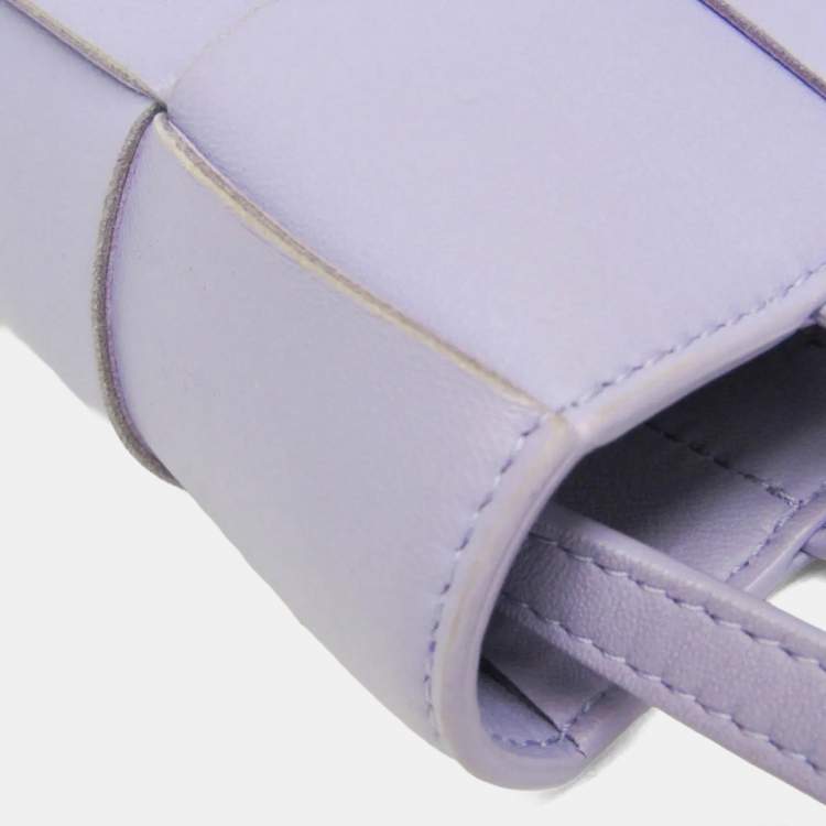 Pre Owned Bottega Veneta Mini Cassette Leather Tote Bag Purple