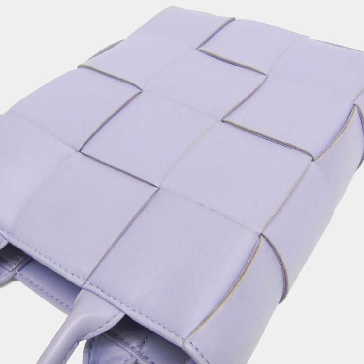 Pre Owned Bottega Veneta Mini Cassette Leather Tote Bag Purple