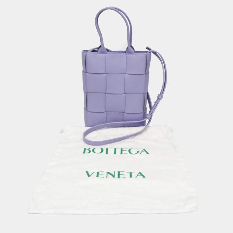 Pre Owned Bottega Veneta Mini Cassette Leather Tote Bag Purple