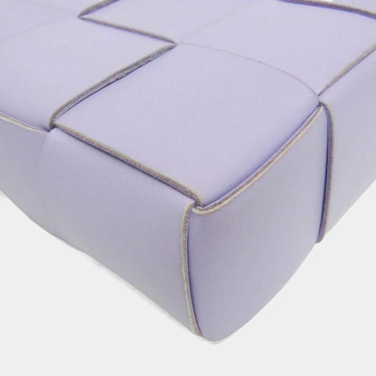 Pre Owned Bottega Veneta Mini Cassette Leather Tote Bag Purple