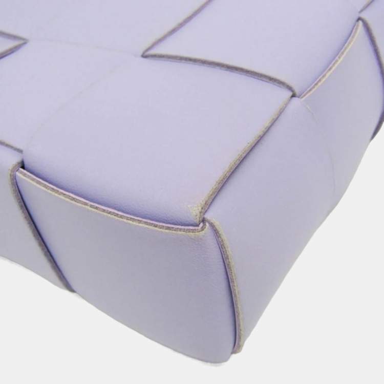 Pre Owned Bottega Veneta Mini Cassette Leather Tote Bag Purple