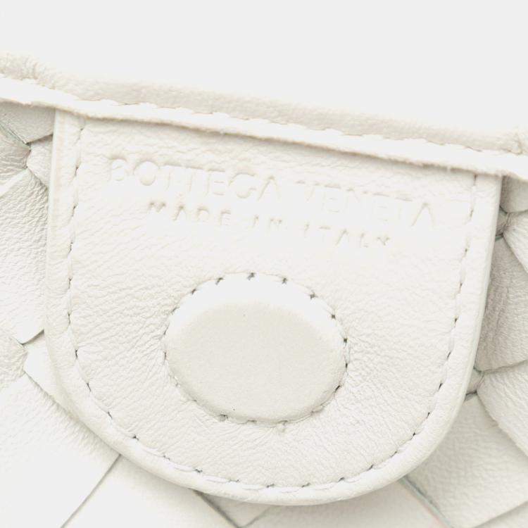 Pre Owned Bottega Veneta White Lambskin Intrecciato Sardine