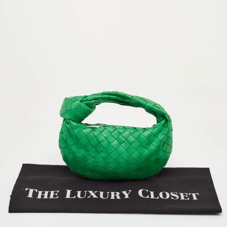 مملوكة مسبقًا Bottega Veneta Jodie Mini Green Intrecciato Leather Hobo