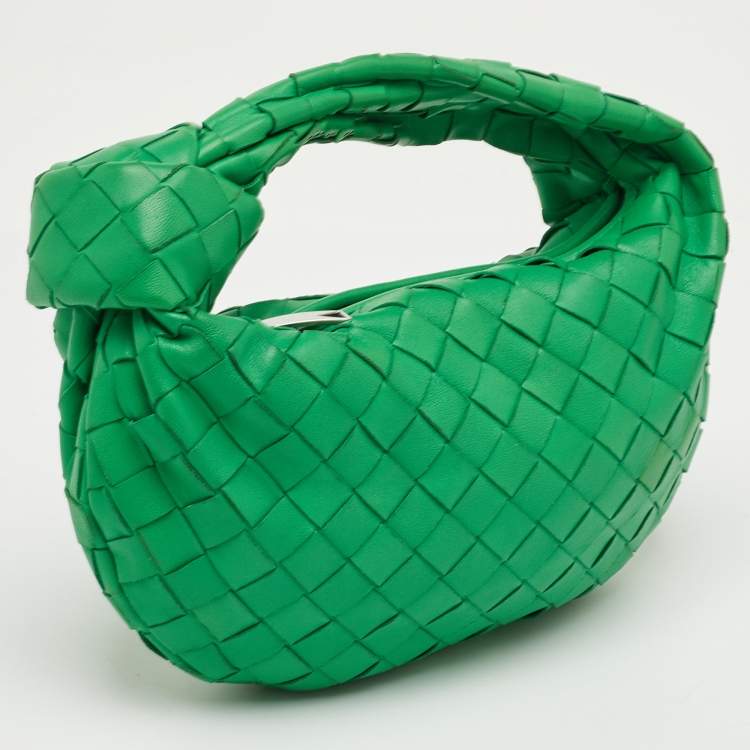 مملوكة مسبقًا Bottega Veneta Jodie Mini Green Intrecciato Leather Hobo