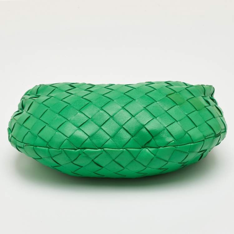 مملوكة مسبقًا Bottega Veneta Jodie Mini Green Intrecciato Leather Hobo