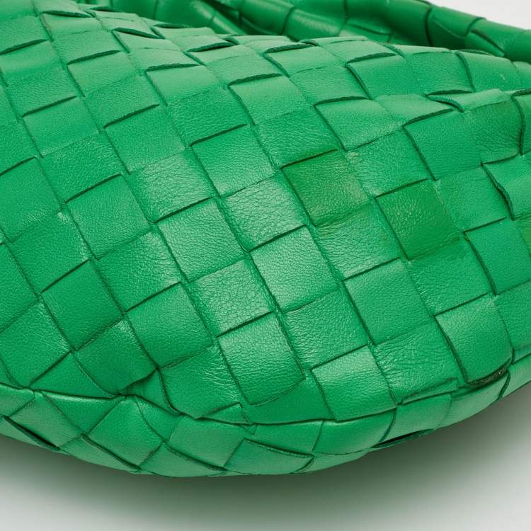 مملوكة مسبقًا Bottega Veneta Jodie Mini Green Intrecciato Leather Hobo