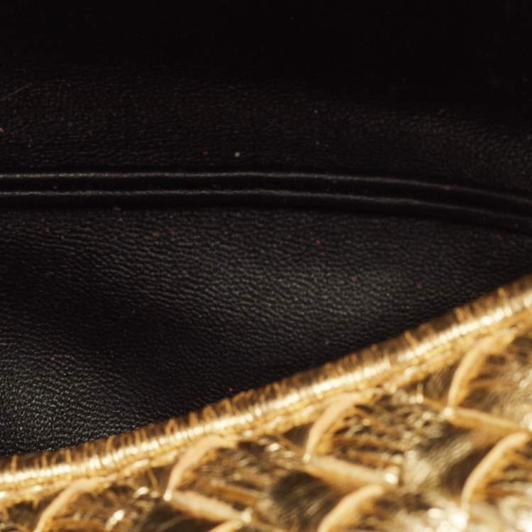 Pre Owned Bottega Veneta BV Jodie Mini Gold Intrecciato Metallic Leather Hobo