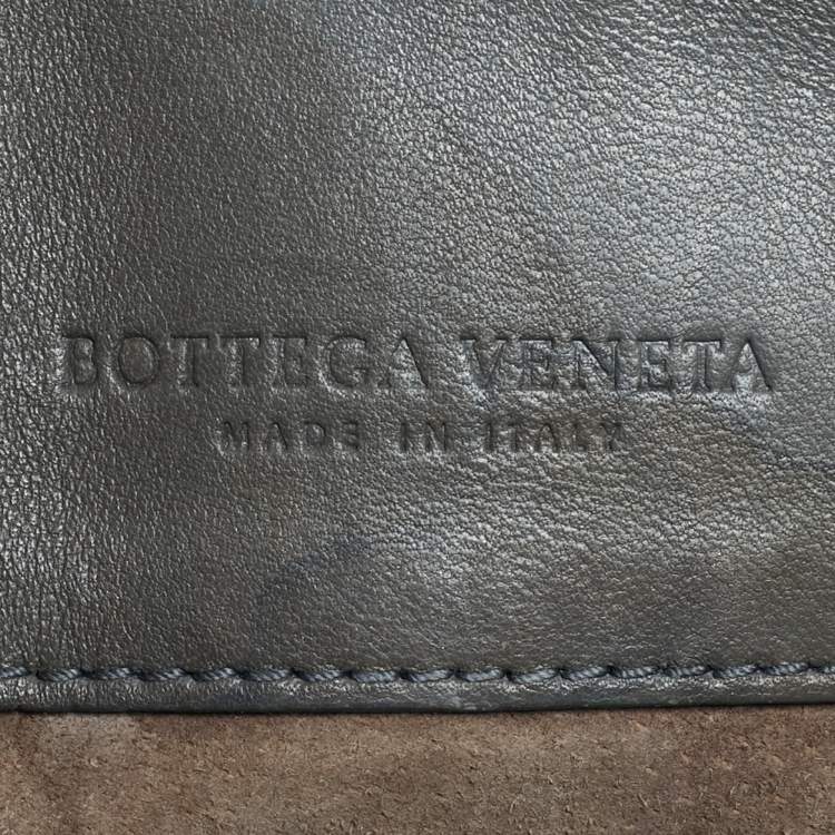 Pre Owned Bottega Veneta Olimpia Small Grey Intrecciato Leather Shoulder Bag