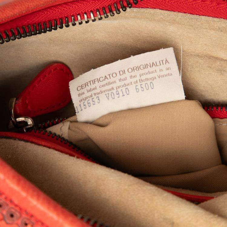 Pre Owned Bottega Veneta Red Small Perforated Nappa Intrecciato Veneta Hobo