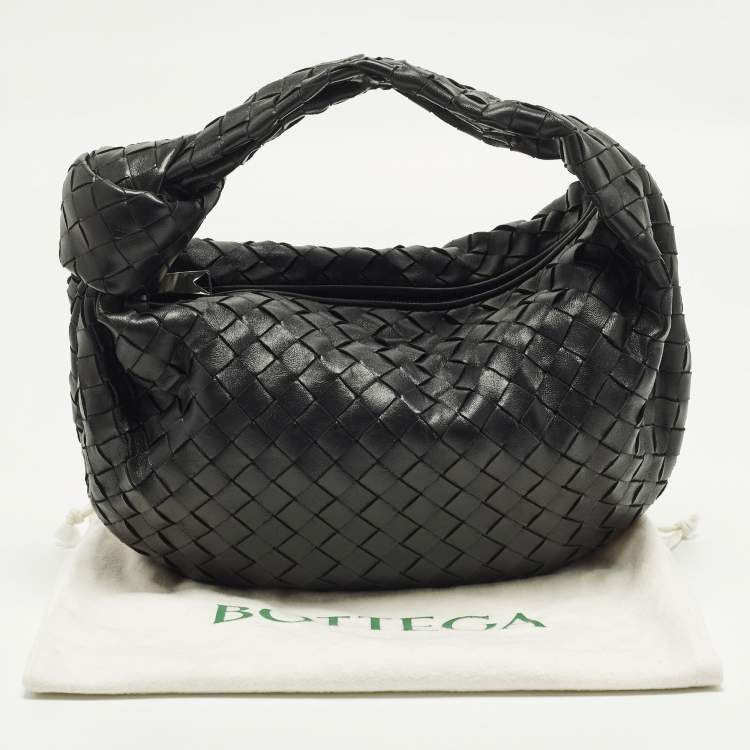 Pre Owned Bottega Veneta Jodie Small Black Intrecciato Leather Hobo