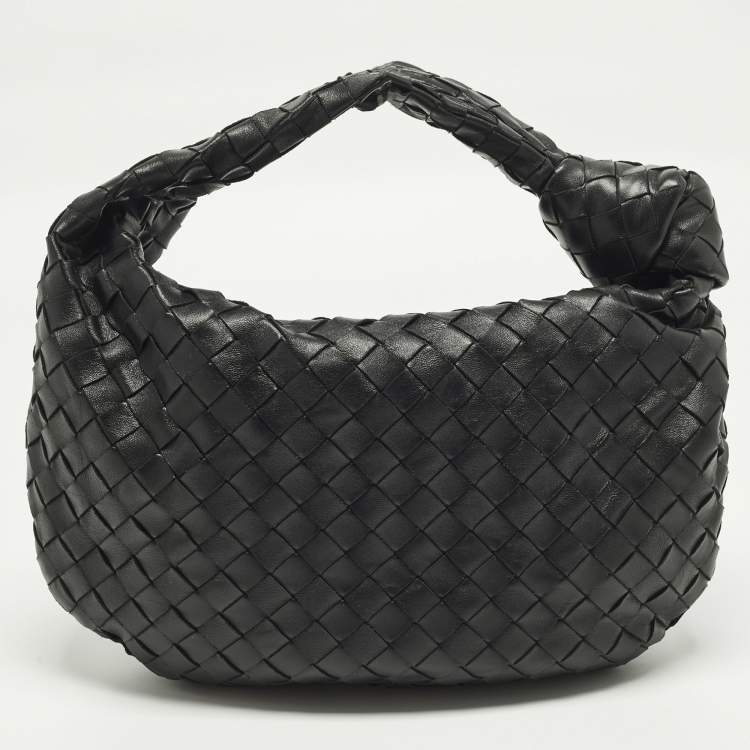 Pre Owned Bottega Veneta Jodie Small Black Intrecciato Leather Hobo