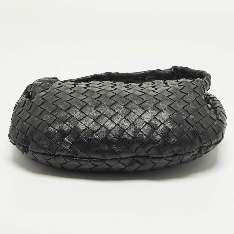 Pre Owned Bottega Veneta Jodie Small Black Intrecciato Leather Hobo
