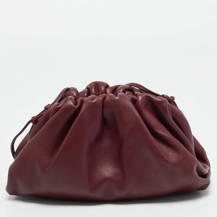 Pre Owned Bottega Veneta The Pouch Mini Burgundy Leather Bag