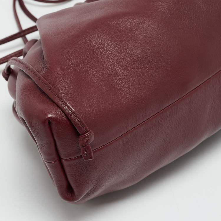 Pre Owned Bottega Veneta The Pouch Mini Burgundy Leather Bag