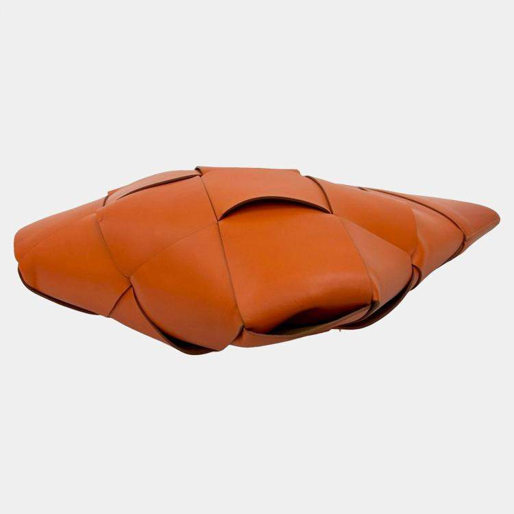 Pre Owned Bottega Veneta Orange Small French Calfskin Slip Tote