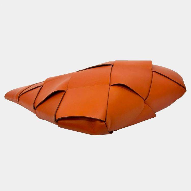 Pre Owned Bottega Veneta Orange Small French Calfskin Slip Tote