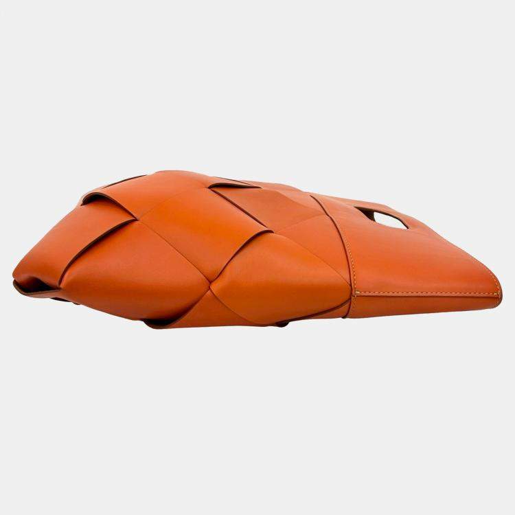 Pre Owned Bottega Veneta Orange Small French Calfskin Slip Tote