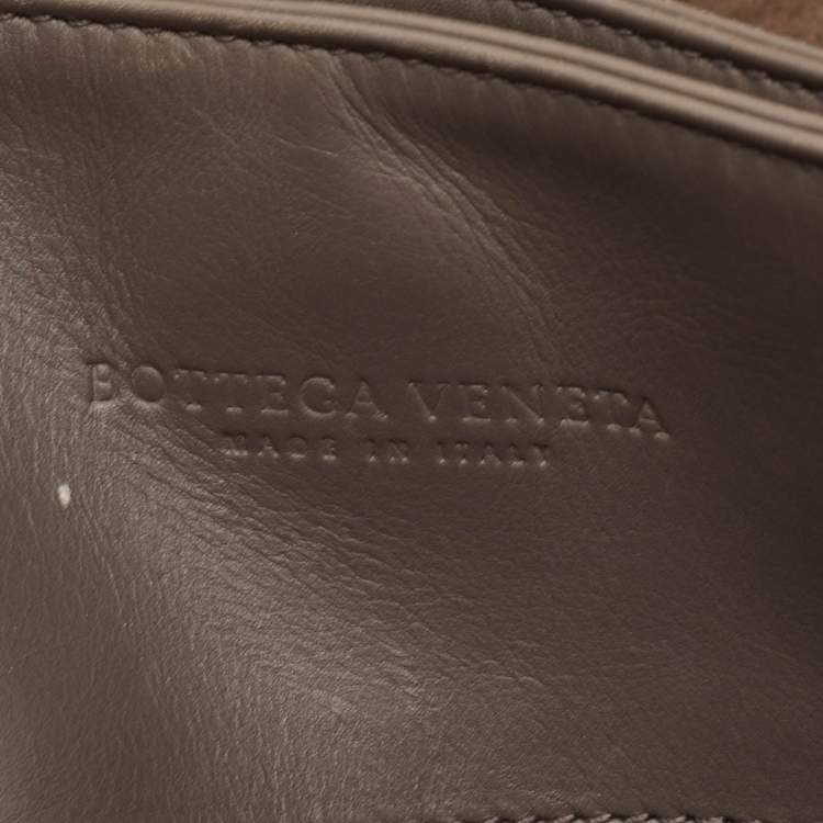 Pre Owned Bottega Veneta Roma Small Taupe Grey Intrecciato Leather Tote
