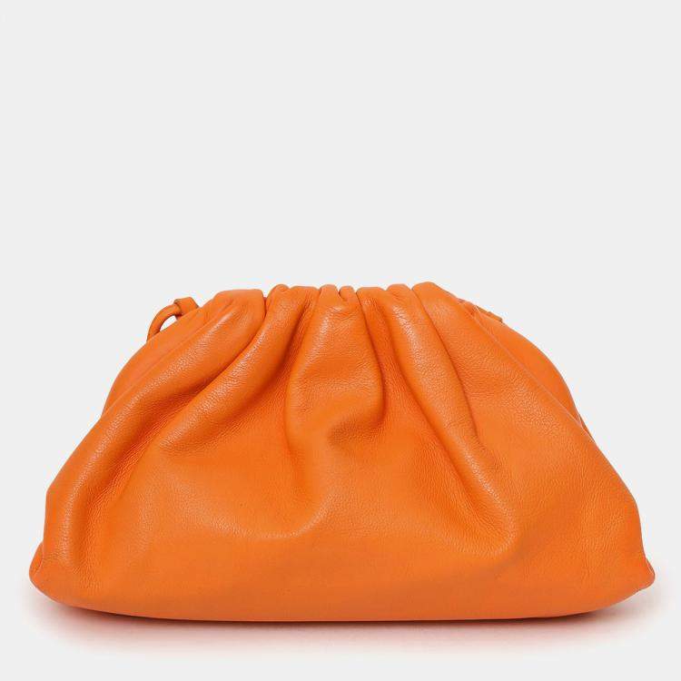 Pre Owned Bottega Veneta Orange Leather Mini Pouch