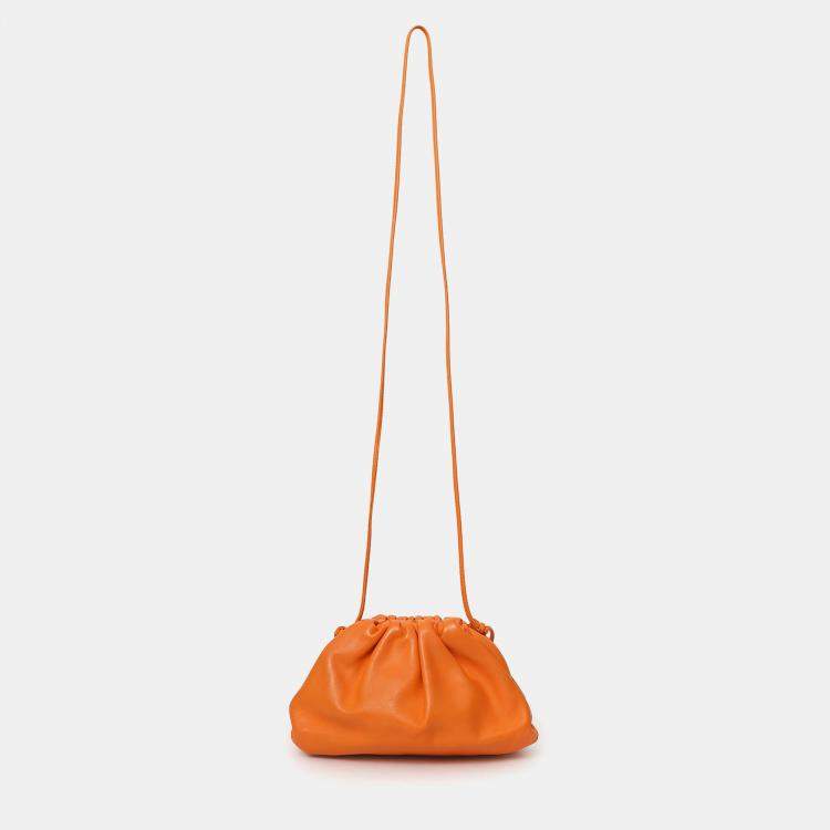 Pre Owned Bottega Veneta Orange Leather Mini Pouch