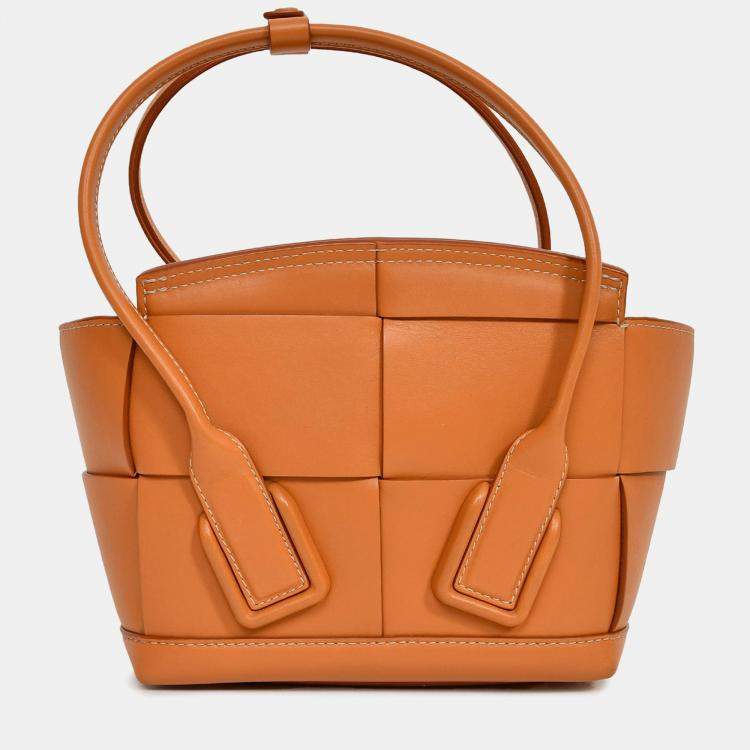 Pre Owned Bottega Veneta Brown Leather Intrecciato Acro Crossbody